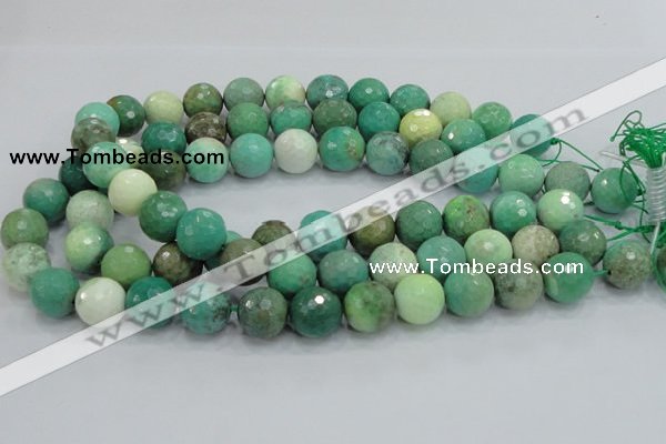 CAB11 15.5 inches 16mm faceted round green grass agate gemstone beads