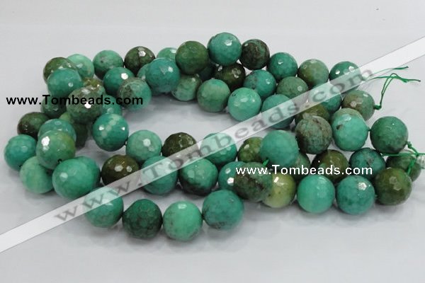 CAB12 15.5 inches 18mm faceted round green grass agate gemstone beads