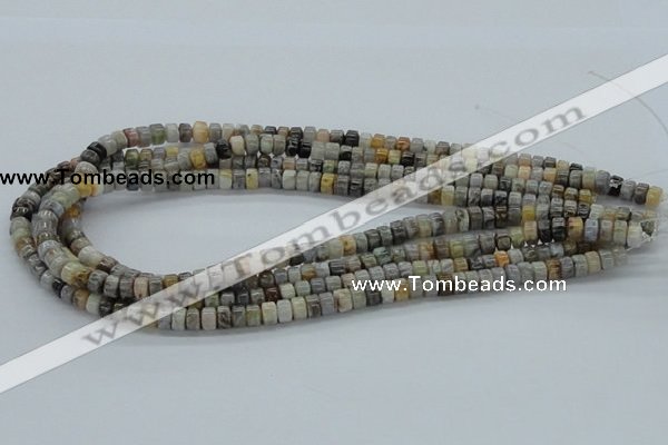 CAB138 15.5 inches 4*6mm roundel bamboo leaf agate beads