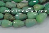 CAB14 15.5 inches 8*12mm faceted teardrop green grass agate beads