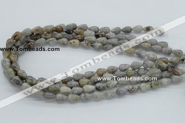 CAB143 15.5 inches 8*12mm teardrop bamboo leaf agate beads