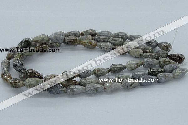 CAB144 15.5 inches 10*18mm teardrop bamboo leaf agate beads