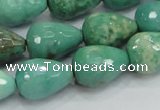 CAB15 15.5 inches 12*18mm faceted teardrop green grass agate beads