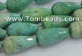 CAB16 15.5 inches 10*20mm faceted teardrop green grass agate beads