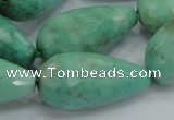 CAB17 15.5 inches 15*30mm faceted teardrop green grass agate beads