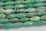 CAB18 15.5 inches 6*12mm faceted rice green grass agate beads