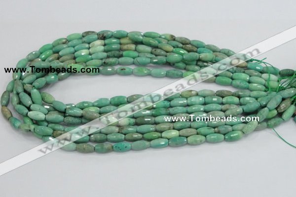 CAB18 15.5 inches 6*12mm faceted rice green grass agate beads