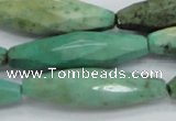 CAB22 15.5 inches 11*40mm faceted rice green grass agate beads