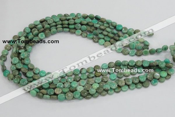 CAB25 15.5 inches 8mm coin green grass agate gemstone beads