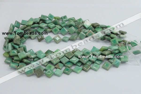 CAB27 15.5 inches 10*10mm diamond green grass agate gemstone beads