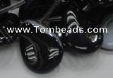 CAB315 15.5 inches 18*25mm flat teardrop black agate gemstone beads