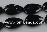 CAB316 15.5 inches 12*20mm faceted teardrop black agate gemstone beads