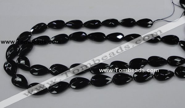 CAB316 15.5 inches 12*20mm faceted teardrop black agate gemstone beads