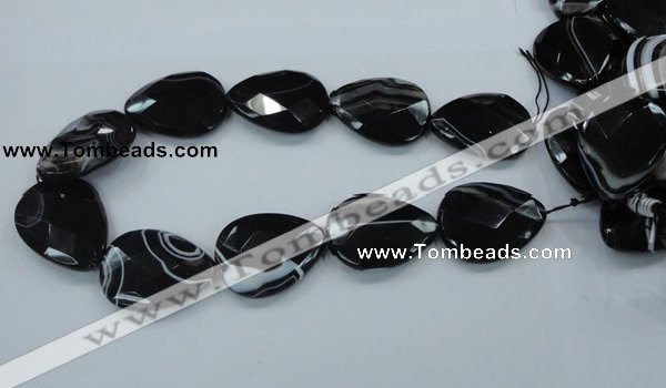 CAB317 15.5 inches 30*40mm faceted teardrop black agate gemstone beads