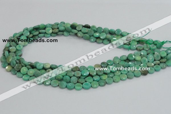 CAB32 15.5 inches 8mm faceted coin green grass agate gemstone beads