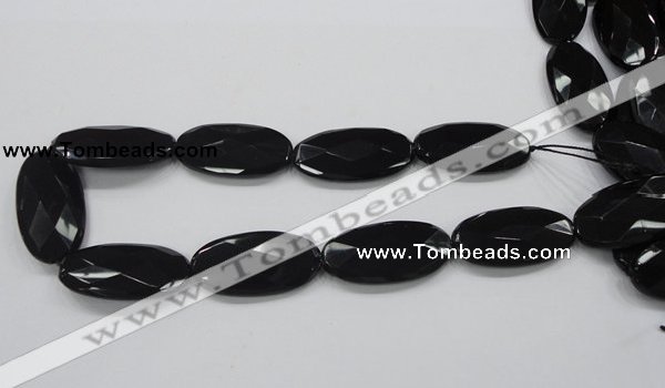 CAB321 15.5 inches 20*40mm faceted oval black agate gemstone beads