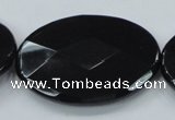 CAB323 15.5 inches 35*50mm faceted oval black agate gemstone beads