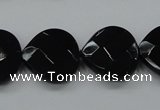 CAB324 15.5 inches 20*20mm faceted heart black agate gemstone beads