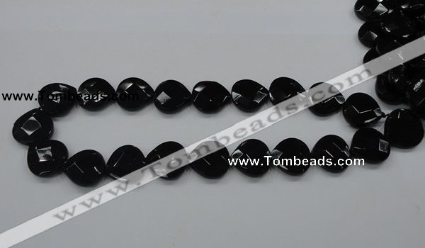 CAB324 15.5 inches 20*20mm faceted heart black agate gemstone beads