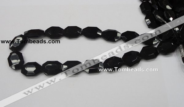 CAB325 15.5 inches 18*24mm faceted octagonal black agate gemstone beads