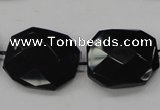 CAB326 15.5 inches 25*30mm faceted octagonal black agate gemstone beads