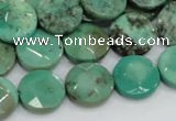 CAB33 15.5 inches 14mm faceted coin green grass agate gemstone beads