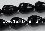 CAB331 15.5 inches 13*17mm faceted teardrop black agate gemstone beads