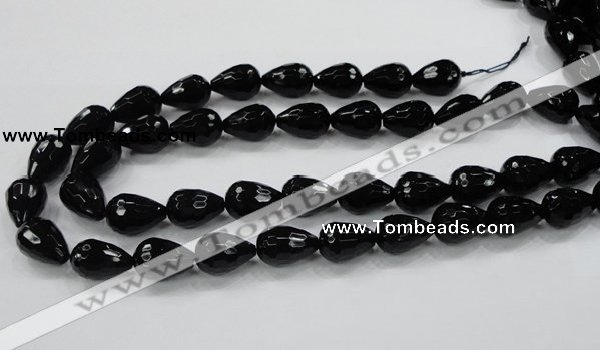 CAB331 15.5 inches 13*17mm faceted teardrop black agate gemstone beads