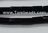 CAB333 15.5 inches 8*12mm faceted column black agate gemstone beads