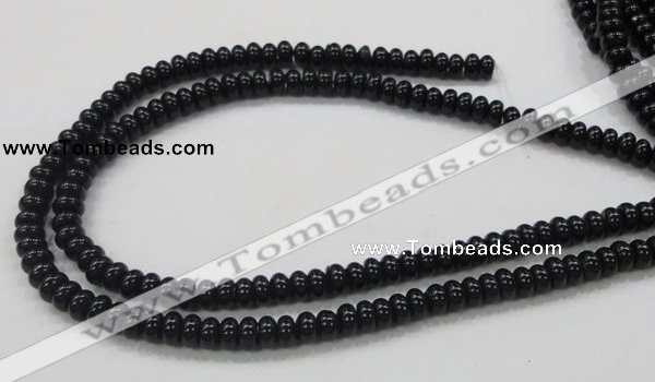 CAB339 15.5 inches 4*8mm rondelle black agate gemstone beads