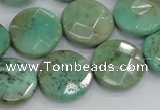 CAB34 15.5 inches 18mm faceted coin green grass agate gemstone beads