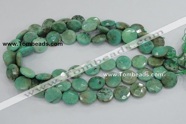 CAB34 15.5 inches 18mm faceted coin green grass agate gemstone beads