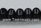 CAB341 15.5 inches 12*18mm hexagon rondelle black agate gemstone beads