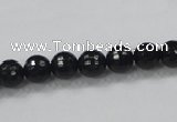 CAB343 15.5 inches 8mm faceted round black agate gemstone beads