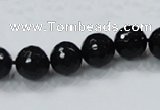 CAB344 15.5 inches 10mm faceted round black agate gemstone beads