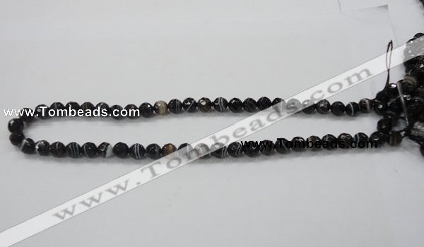 CAB347 15.5 inches 8mm faceted round black agate gemstone beads