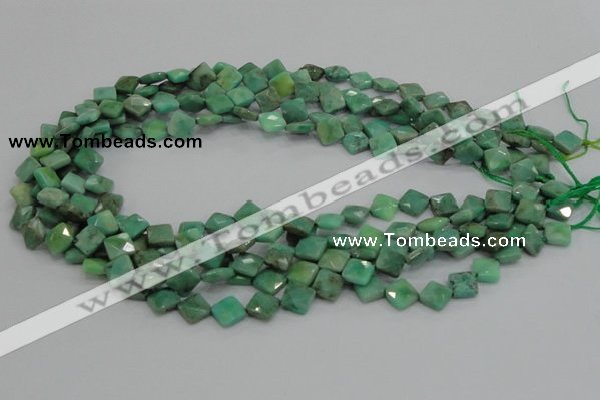 CAB35 15.5 inches 8*8mm faceted diamond green grass agate beads