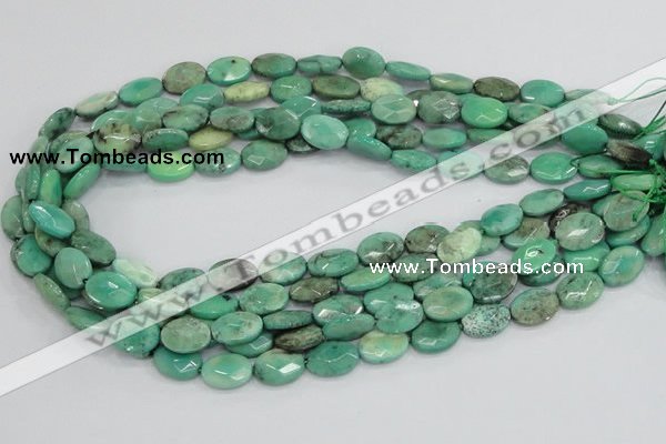 CAB38 15.5 inches 10*14mm faceted oval green grass agate beads