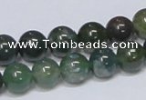 CAB385 15.5 inches 10mm round moss agate gemstone beads wholesale