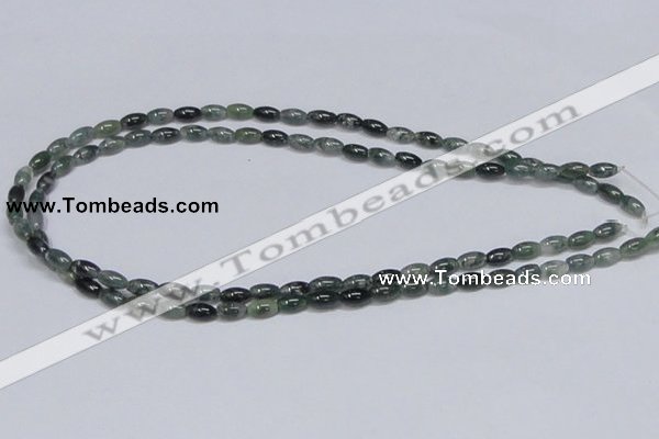 CAB387 15.5 inches 5*8mm rice moss agate gemstone beads wholesale