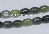 CAB388 15.5 inches 7*10mm rice moss agate gemstone beads wholesale