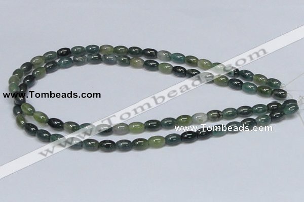 CAB388 15.5 inches 7*10mm rice moss agate gemstone beads wholesale