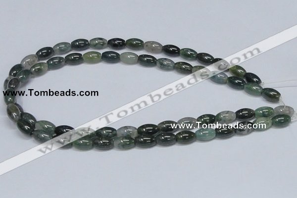 CAB389 15.5 inches 8*12mm rice moss agate gemstone beads wholesale