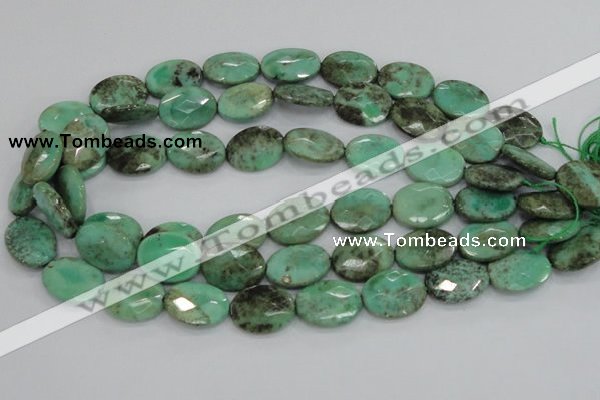 CAB40 15.5 inches 15*20mm faceted oval green grass agate beads