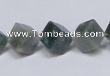 CAB401 15.5 inches 10*10mm inclined cube moss agate gemstone beads