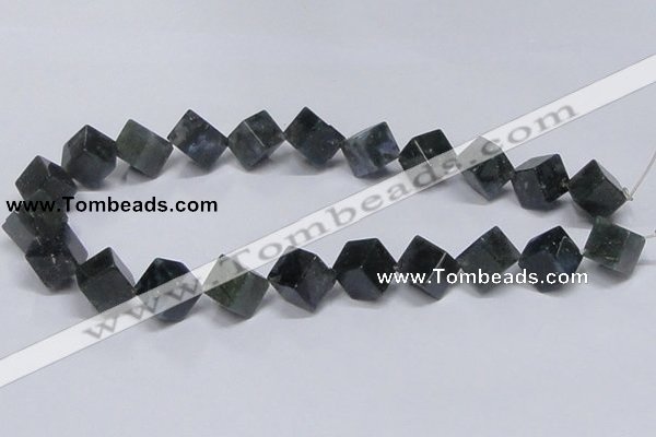 CAB402 15.5 inches 12*12mm inclined cube moss agate gemstone beads