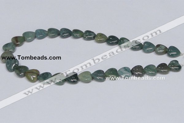 CAB407 15.5 inches 14*14mm heart moss agate gemstone beads wholesale