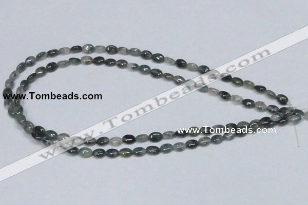 CAB408 15.5 inches 6*8mm oval moss agate gemstone beads wholesale