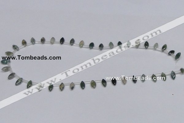 CAB411 15.5 inches 5*10mm horse eye moss agate gemstone beads