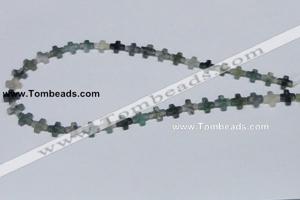 CAB415 15.5 inches 10*10mm cross moss agate gemstone beads